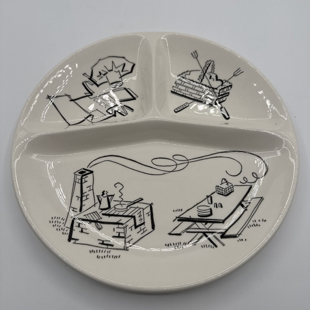VTG Royal China Divided BBQ Grill Plate MCM Picnic Cookout 10.5" Replacement
